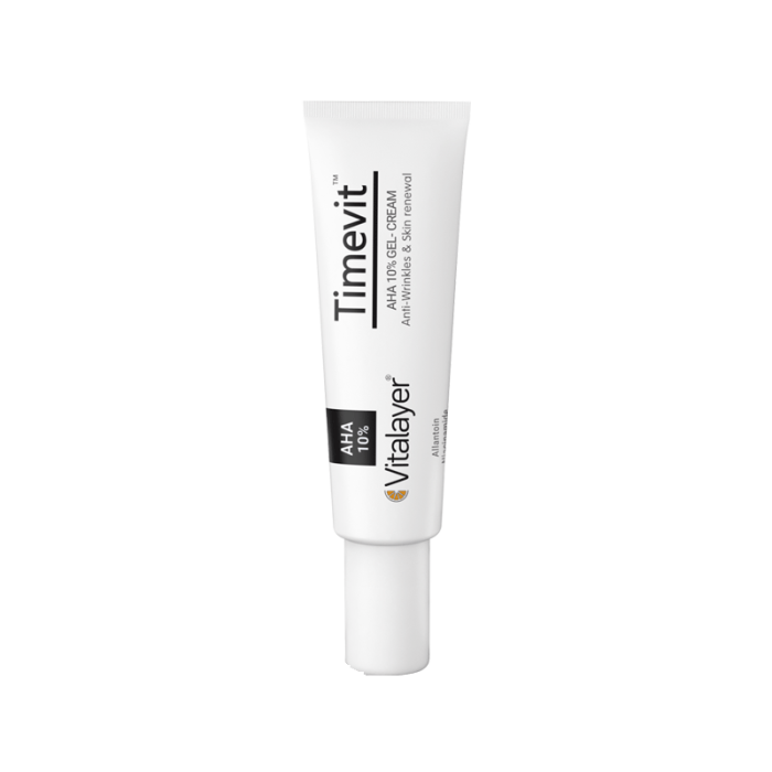 vitalayer-timevit-10-aha-anti-wrinkle-exfoliating-gel-cream کرم ژل ضدچروک و لایه بردار AHA10% تایم ویت ویتالیر