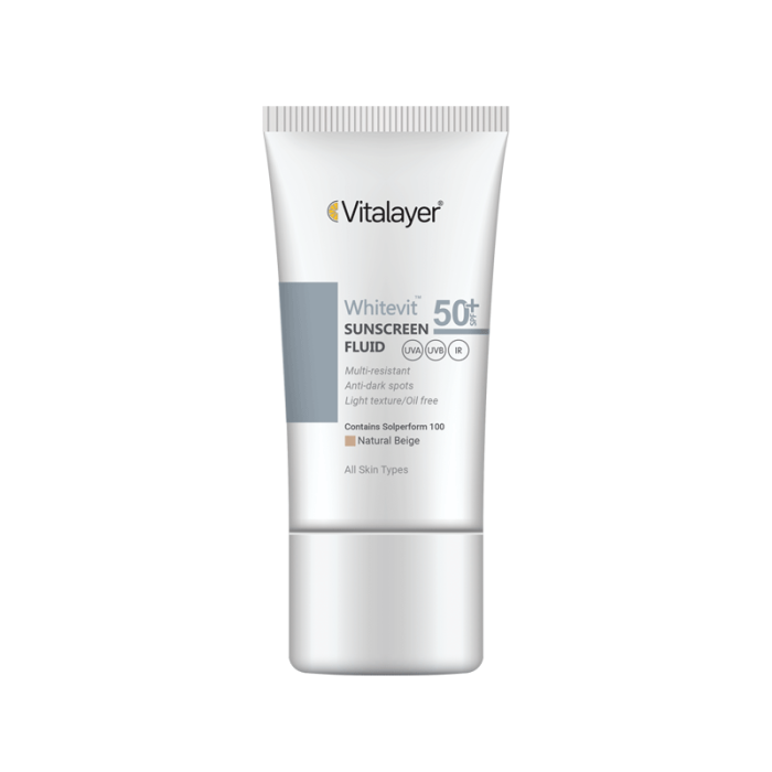 whitevit-fluid-natural beige فلوئید ضدآفتاب وایت ویت ویتالیر (بژ طبیعی)